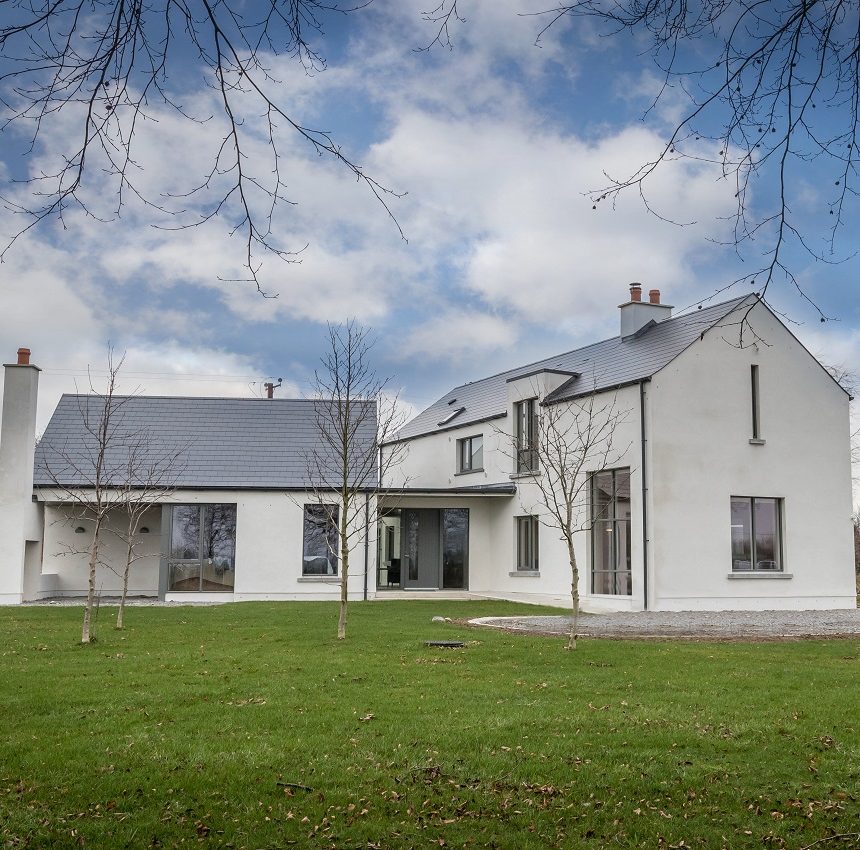 Exterior View of contemporary Irish home - designed by mckenna + associates Architects & Building Surveyors Trim Co Meath. Architects Meath. Architects Trim. Registered Architects Meath.